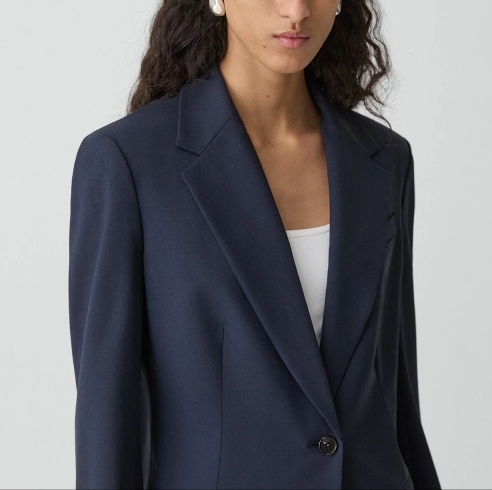 Theory Navy Single-Button Blazer - image 5